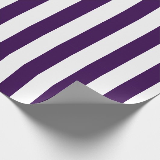Elegant Dark Purple and White Striped Pattern Cadeaupapier (Hoek)