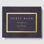 Elegant dark purple gold foil typography wedding gastenboek (Voorkant)