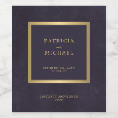 Elegant dark purple gold wedding personalized wijn etiket (Enkel label)