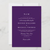 Elegant Dark Purple Monogram Classic Wedding Kaart (Voorkant)