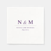 Elegant Dark Purple Monogram Initials Wedding Servet (Voorkant)