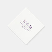 Elegant Dark Purple Monogram Initials Wedding Servet (Hoek)