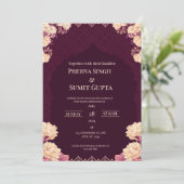 Elegant Dark Purple Wedding Invitation Kaart (Staand voorkant)