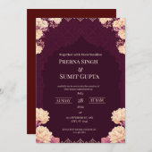 Elegant Dark Purple Wedding Invitation Kaart (Voorkant / Achterkant)