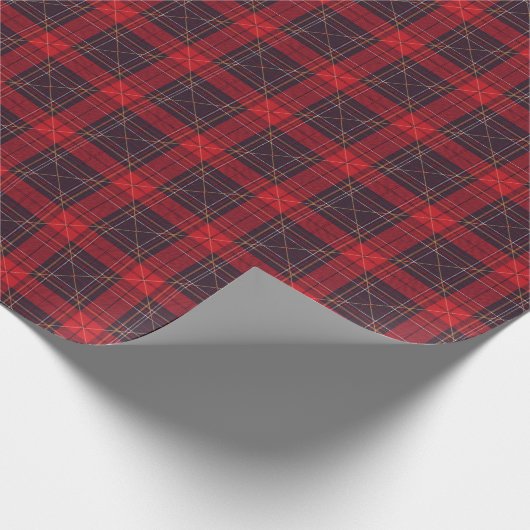 Elegant Dark Red and Black Buffalo Plaid Tartan Cadeaupapier (Hoek)