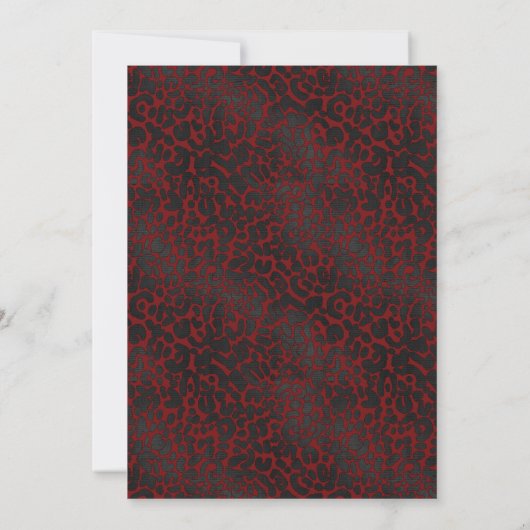 Elegant Dark Red Black Leopard Print Weddenschap Kaart (Achterkant)