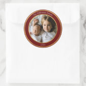 Elegant Dark Red en Gold Lijst - Aangepaste foto Ronde Sticker (Tas)