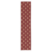 Elegant Dark Red en Gold Pineapple Pattern Korte Tafelloper (Voorkant)