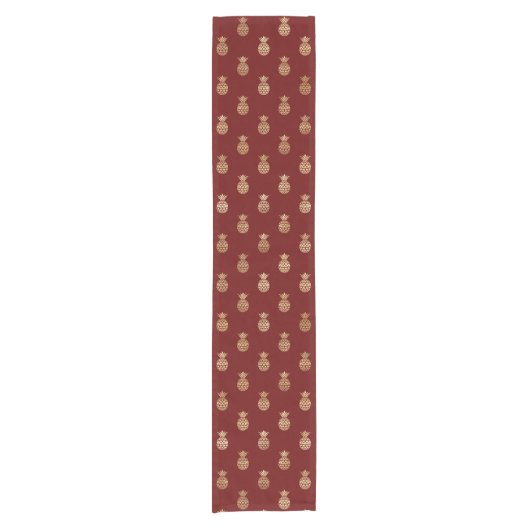 Elegant Dark Red en Gold Pineapple Pattern Korte Tafelloper (Voorkant)