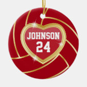 Elegant Dark Red en Gold Volleyball Keramisch Ornament (Voorkant)