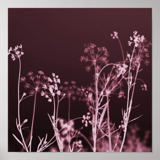 Elegant Dark Red Floral Abstract Poster (Voorkant)