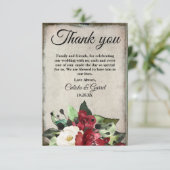 Elegant Dark Red Floral Grunge Grey Gothic Weddens Bedankkaart (Staand voorkant)
