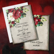 Elegant Dark Red Floral Grunge Grey Gothic Weddens