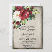 Elegant Dark Red Floral Grunge Grey Gothic Weddens Kaart (Voorkant)