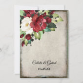 Elegant Dark Red Floral Grunge Grey Gothic Weddens Kaart (Achterkant)