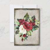 Elegant Dark Red Floral Grunge Grey Gothic Weddens RSVP Kaartje (Achterkant)