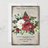 Elegant Dark Red Floral Grunge Grey Gothic Weddens Save The Date (Voorkant)