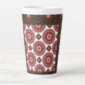 Elegant Dark Red Geometric Pattern Ceramic Mug – A Latte Mok (Voorkant)