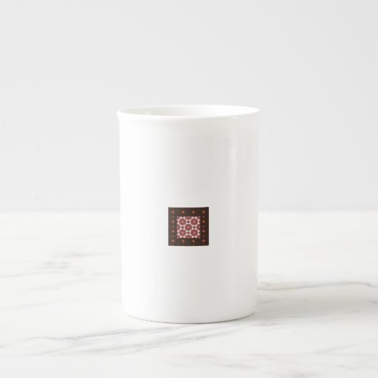 Elegant Dark Red Geometric Pattern Ceramic Mug – A Porselein Kop (Voorkant)