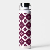 Elegant Dark Red Geometric Pattern Stainless Steel Waterfles (Achterkant)