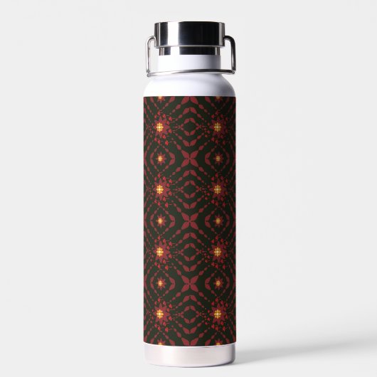 Elegant Dark Red Geometric Pattern Stainless Steel Waterfles (Achterkant)