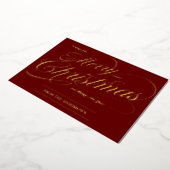 Elegant Dark Red Gold  kerst Folie Feestdagenkaart (Gedraaid)