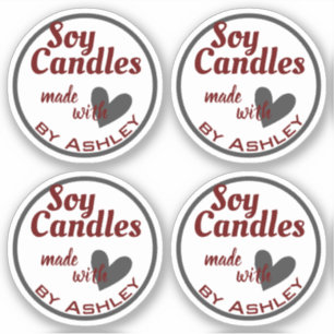 Elegant Dark Red Gray Heart op witte zeugelkaarsen Sticker