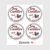 Elegant Dark Red Gray Heart op witte zeugelkaarsen Sticker (Vel)