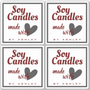Elegant Dark Red Gray Heart op witte zeugelkaarsen Sticker