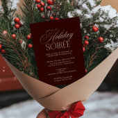 Elegant Dark Red Holiday Dinner Party Invitation Feestdagenkaart