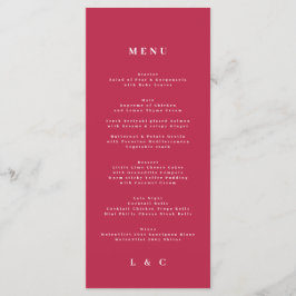 Elegant Dark Red Magenta Classic Wedding Menu