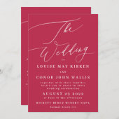 Elegant Dark Red Magenta The Wedding Kaart (Voorkant / Achterkant)