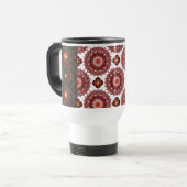 Elegant Dark Red Mandala Geometric Travel Mug – In Reisbeker (Voorkant links)