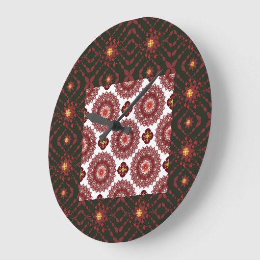 Elegant Dark Red Mandala Geometric Wall Clock – Ar Grote Klok (Hoek)