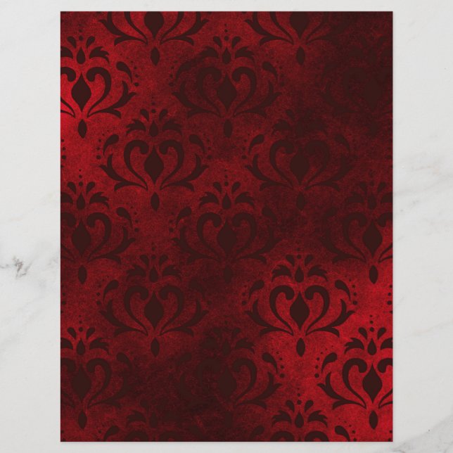 Elegant Dark Red  Pattered Scrapbook Paper (Voorkant)