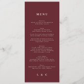 Elegant Dark Red Plum Burgundy Classic Wedding Menu (Voorkant)