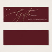 Elegant Dark Red Plum Burgundy Gold Gift Registry Mini Visitekaartjes (Voorkant /achterkant)