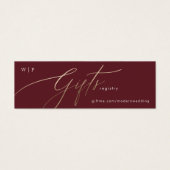 Elegant Dark Red Plum Burgundy Gold Gift Registry Mini Visitekaartjes (Voorkant)