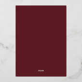 Elegant Dark Red Plum Burgundy Gold Het huwelijk Folie Uitnodiging (Achterkant)