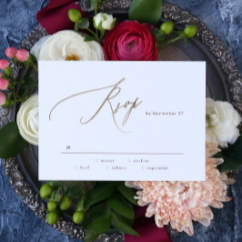 Elegant Dark Red Plum Burgundy Gold Het huwelijk RSVP Kaartje