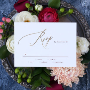 Elegant Dark Red Plum Burgundy Gold Het huwelijk RSVP Kaartje