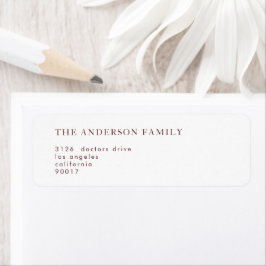 Elegant Dark Red Plum Burgundy White Het huwelijk Etiket