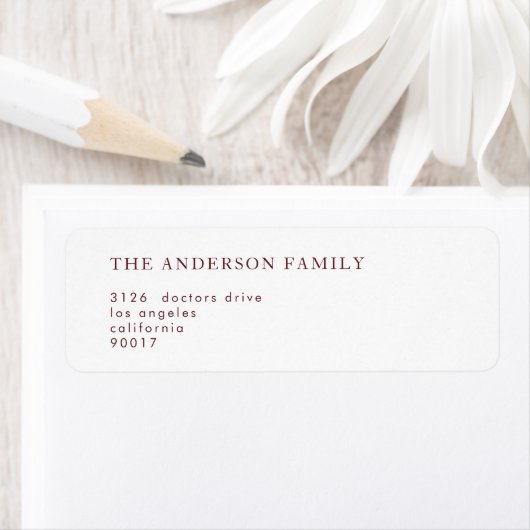 Elegant Dark Red Plum Burgundy White Het huwelijk Etiket (Insitu)