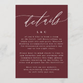 Elegant Dark Red Plum Burgundy White Het huwelijk Kaart (Achterkant)