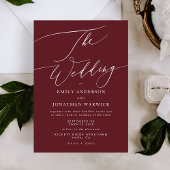 Elegant Dark Red Plum Burgundy White Het huwelijk Kaart