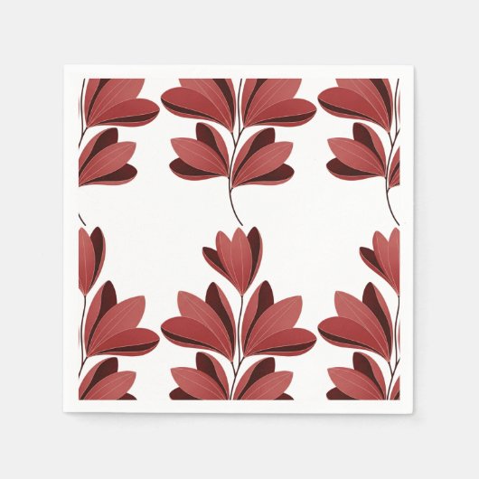 Elegant Dark Red Stylized Floral Branch Servet (Voorkant)
