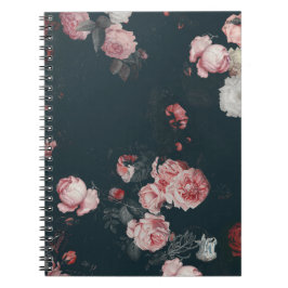 Elegant Dark Rich Chic Floral roze Roses Notitieboek