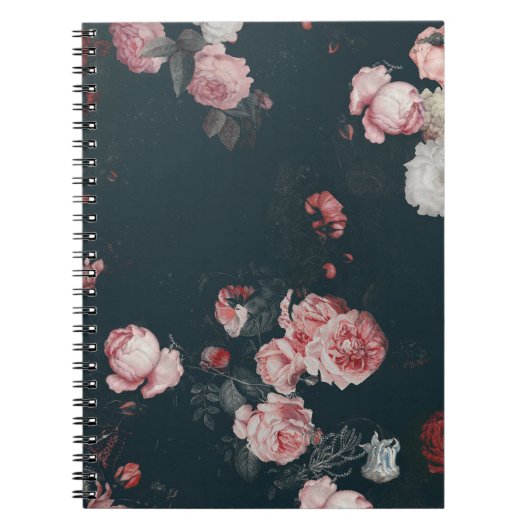 Elegant Dark Rich Chic Floral roze Roses Notitieboek (Voorkant)