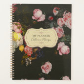 Elegant Dark Rich Chic Floral roze Roses Planner (Voorkant)