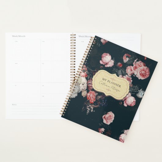 Elegant Dark Rich Chic Floral roze Roses Planner (Display)